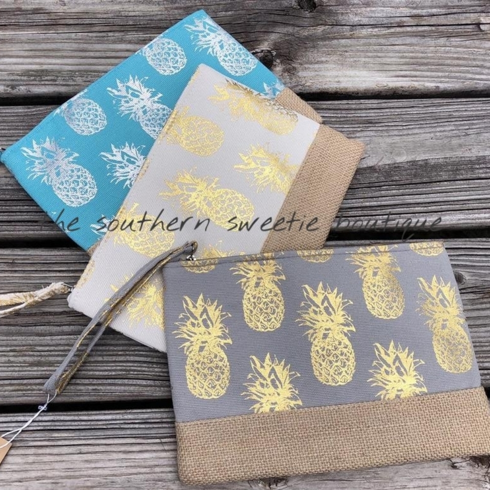 Jute Pineapple swimsuit bag / wristlet